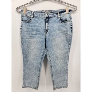 Lane Bryant High Rise‎ Girlfriend Crop Jeans Plus Size 20 Acid Wash Denim